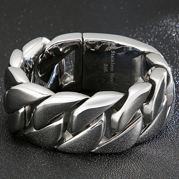 Pulsera de cadena de eslabones de metal pesado de 31 mm de ancho para hombre