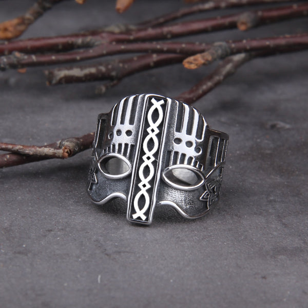 Anillos de acero inoxidable con casco de guerrero espartano vikingo para hombre