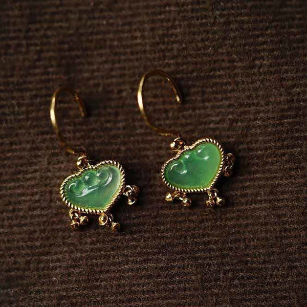 Pendientes de calcedonia verde dulce natural con diseño original