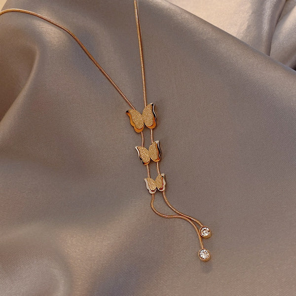 Fashion Fine Jewelry Butterfly Zircon Tassel Charms Snake Chain