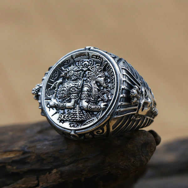 Anillo vintage de Anubis con tótem egipcio para hombre