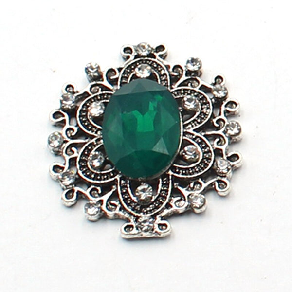 Lote de 10 botones de aleación ovalados vintage de 26x29 mm con diamantes de imitación de fondo plano, accesorios de bricolaje.