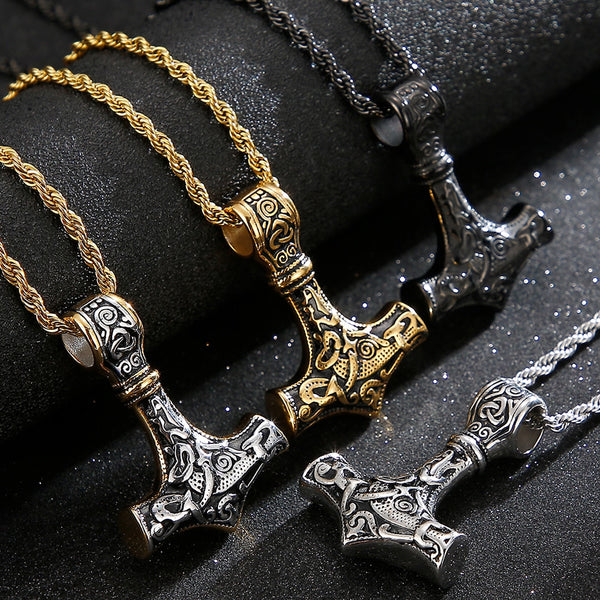 Collar con colgante vikingo de tótem vintage para hombre