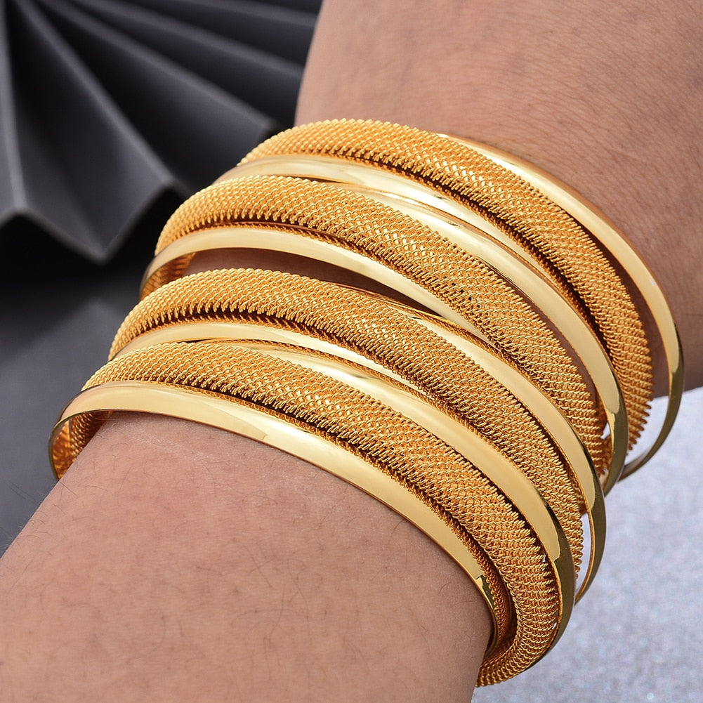 4pcs/lot  Dubai Gold Color Bangles For Women