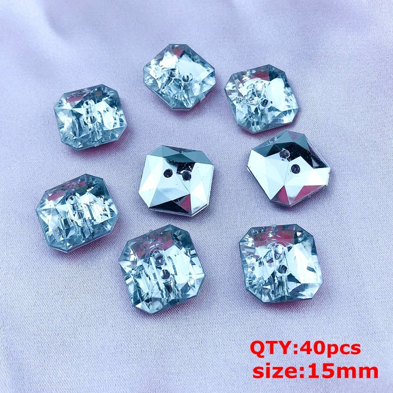 10PCS-50PCS 13mm-20mm Round/Square  2 Holes Acrylic Buttons DIY Apparel Sewing Accessories