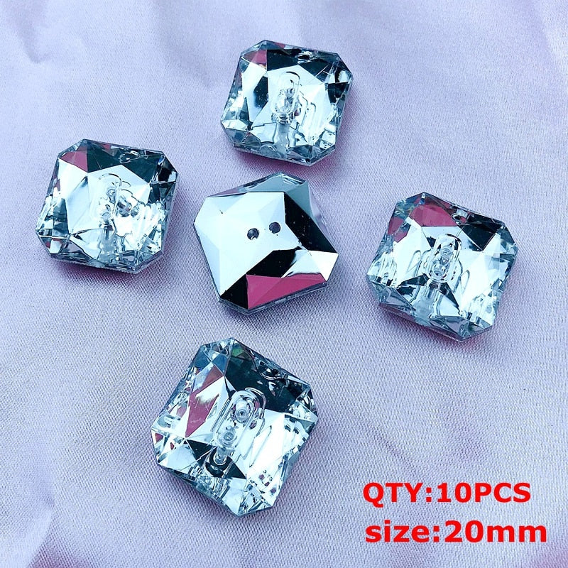10PCS-50PCS 13mm-20mm Round/Square  2 Holes Acrylic Buttons DIY Apparel Sewing Accessories
