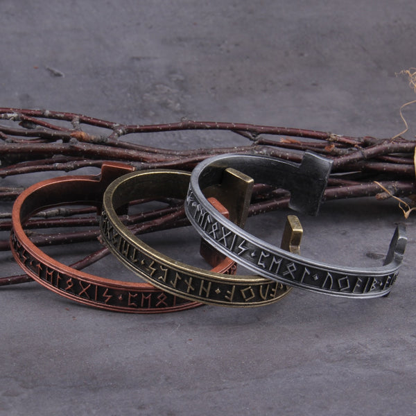 1 brazalete de runas nórdicas hecho a mano para hombre, brazalete vikingo de aleación de 3 colores.