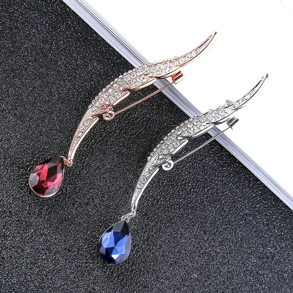 Feather crystal brooch jewelry women clothing accessories alloy pin and brooch