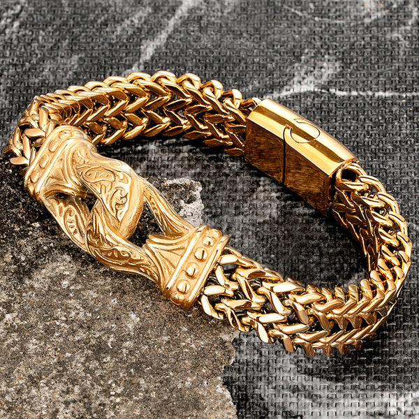 Pulsera de acero inoxidable dorado para hombre, cadena de eslabones, estilo punk, magnética, de moda, joyería