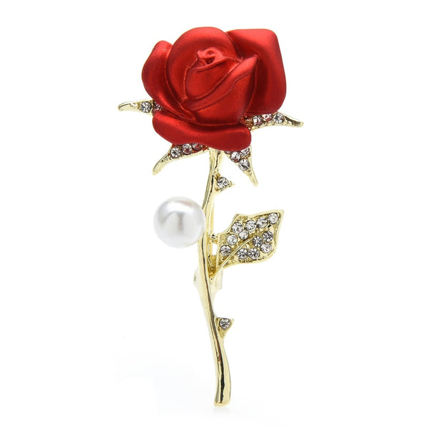Soft Paint Rose Flower Brooches For Women Men Red Blue Beauty Flower Brooch