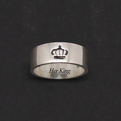 Om Pyramid King and Queen Crown Matching Rings