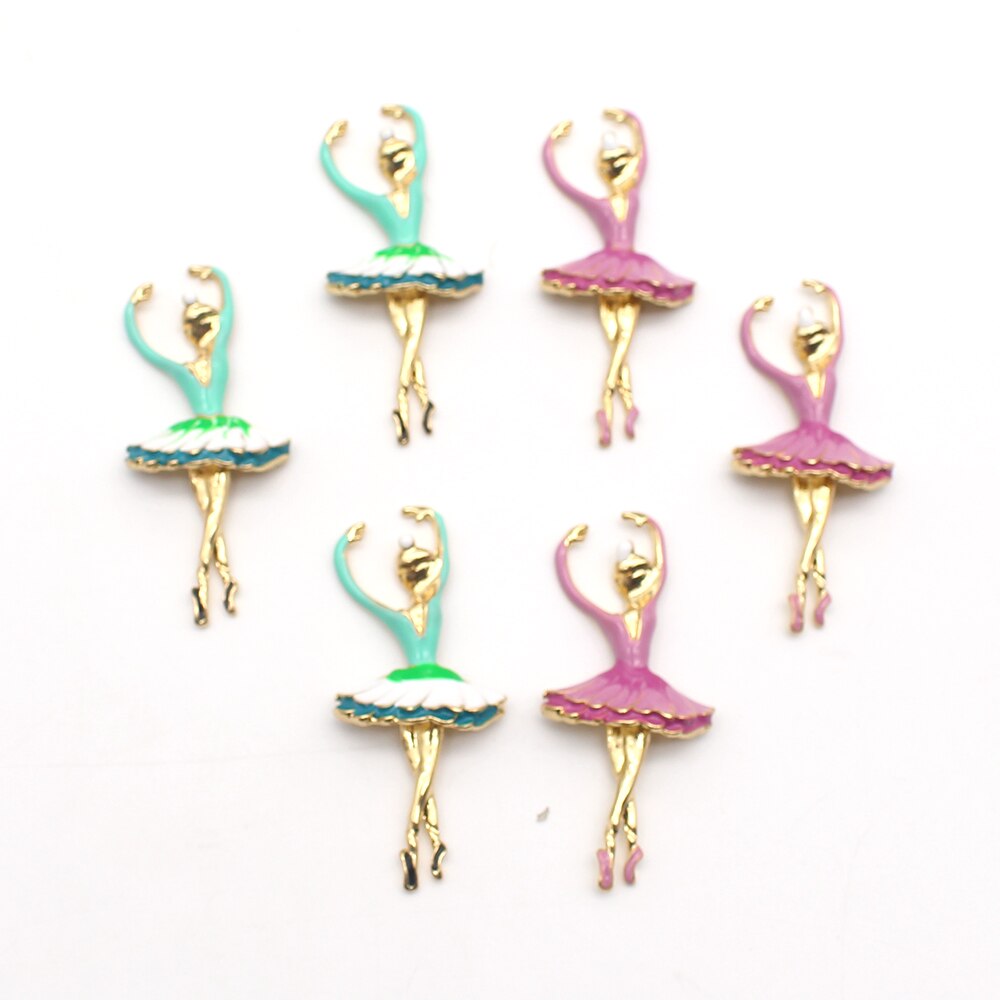 New 5Pcs/Lot 20*56mm Alloy Mixed Color Dancing Girl Jewelry Accessories DIY Decoration