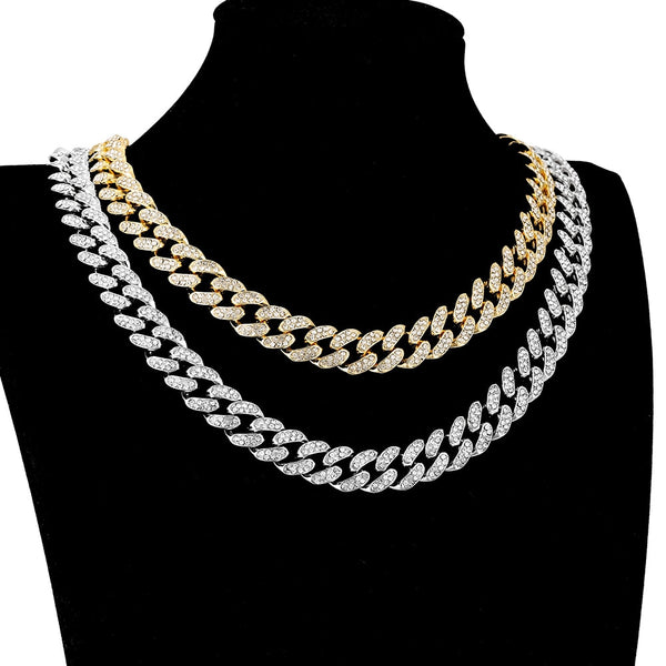 Collares de rapero con circonitas cúbicas de 13 mm y diamantes de imitación pavimentados de estilo hip hop