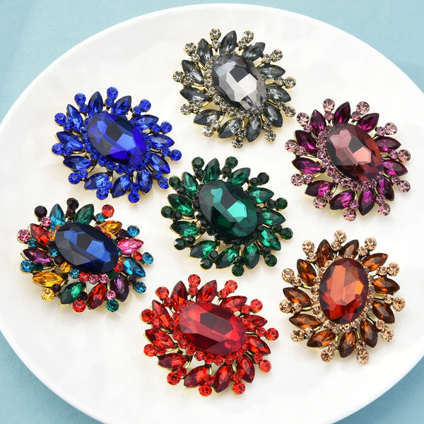 Crystal Round Flower Brooches For Women