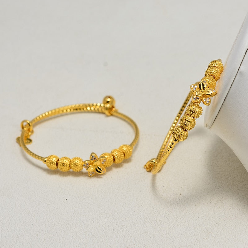 Mosaic Dubai Arab Gold Color Baby Child Bracelet Bangles
