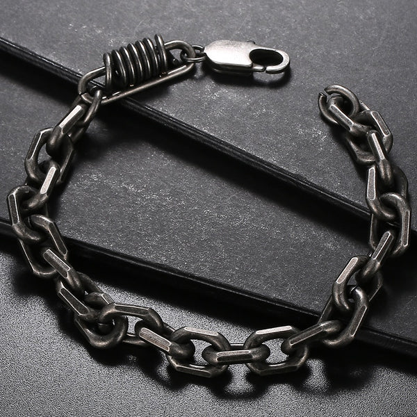 Pulsera vintage de acero inoxidable 316L de 8 mm de ancho para hombre