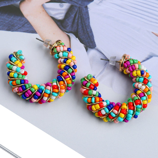 Pendientes de cuentas de moda bohemia para mujer