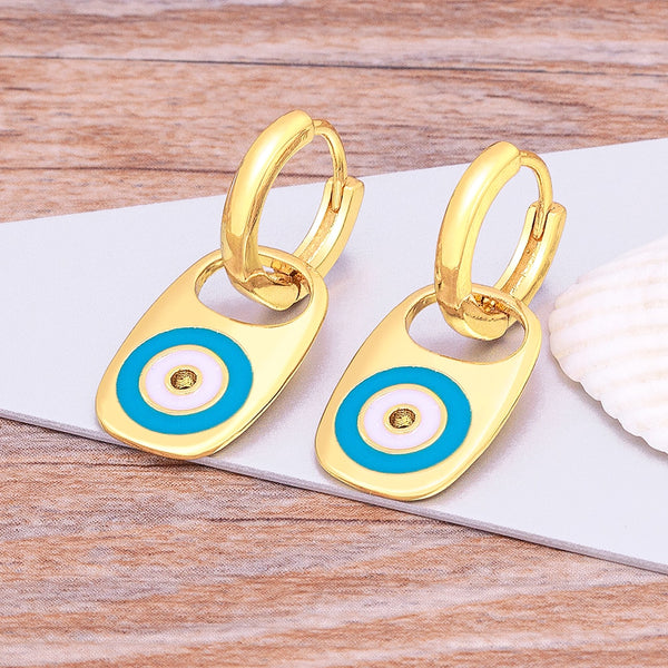 Nueva moda INS Venta caliente Popular Pendientes de botón de esmalte colorido