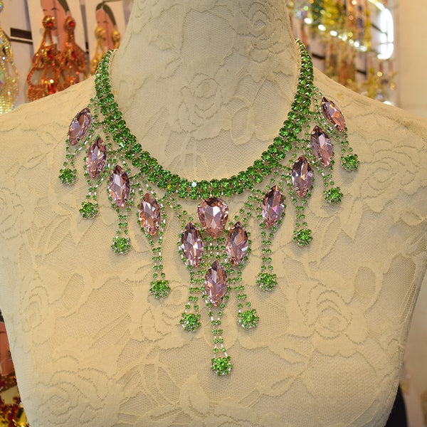 Good quality  Luxury Rhinestone Glass strass women Pendant Necklace