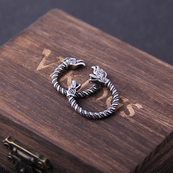 Anillos vikingos de acero inoxidable con diseño de dragón que nunca se decoloran para hombre