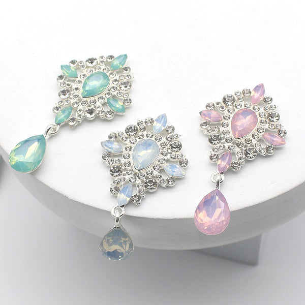 New 2PCS Colorful 36*69mm Rhombus Drop Alloy Pendant Brooch Decor Button