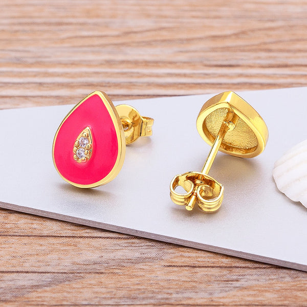 Pendientes de gota de agua con aceite de colores, bonitos y delicados para mujer.