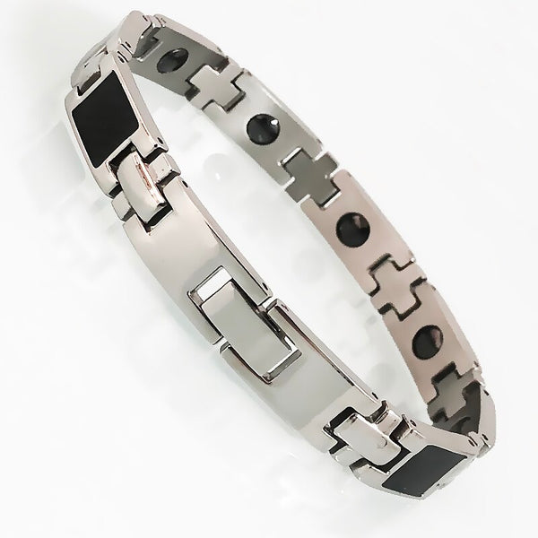 Pulsera cruzada magnética terapéutica para hombre de 10 mm de ancho.