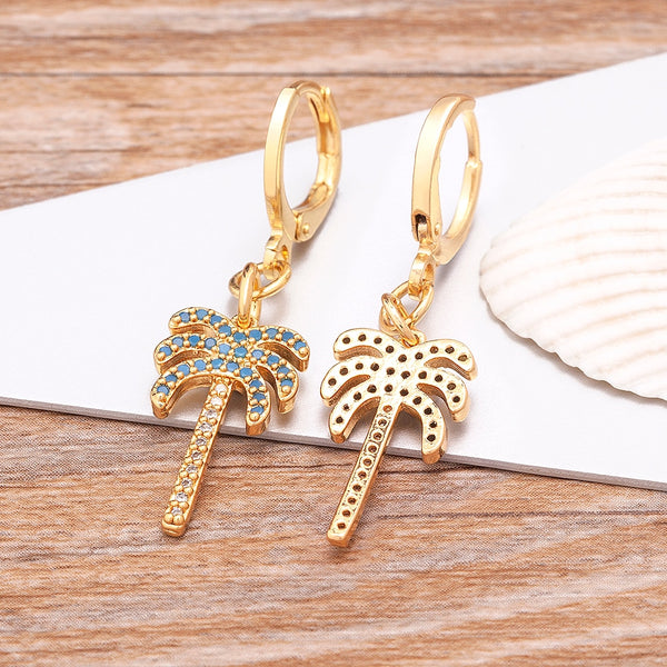 Pendientes colgantes de palmera de moda de lujo, 14 estilos al por mayor