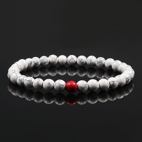 Pulsera clásica de cuentas naturales de 6 mm hecha a mano con piedra de ojo de tigre de lava y hebras para mujeres y hombres.