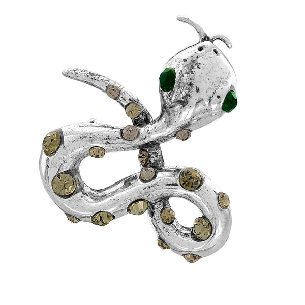 Nuevos broches de serpiente con diamantes de imitación, alfileres de animales de cristal vintage, joyería para mujeres y hombres
