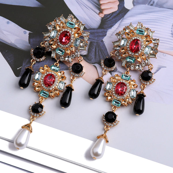 Pendientes colgantes románticos de estilo étnico vintage para mujer
