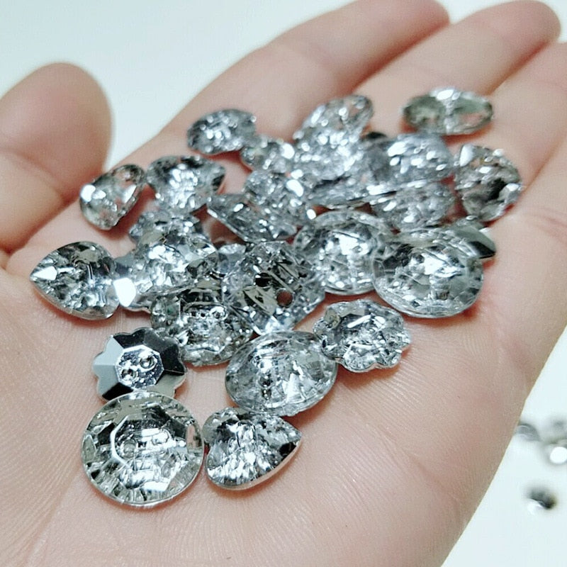 100PCS  Mixed Styles Acrylic Buttons 2 Holes Apparel Sewing Accessories DIY Crafts