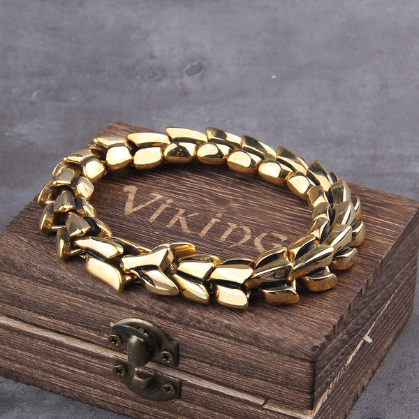 Pulsera punk vintage vikinga Ouroboros para hombre