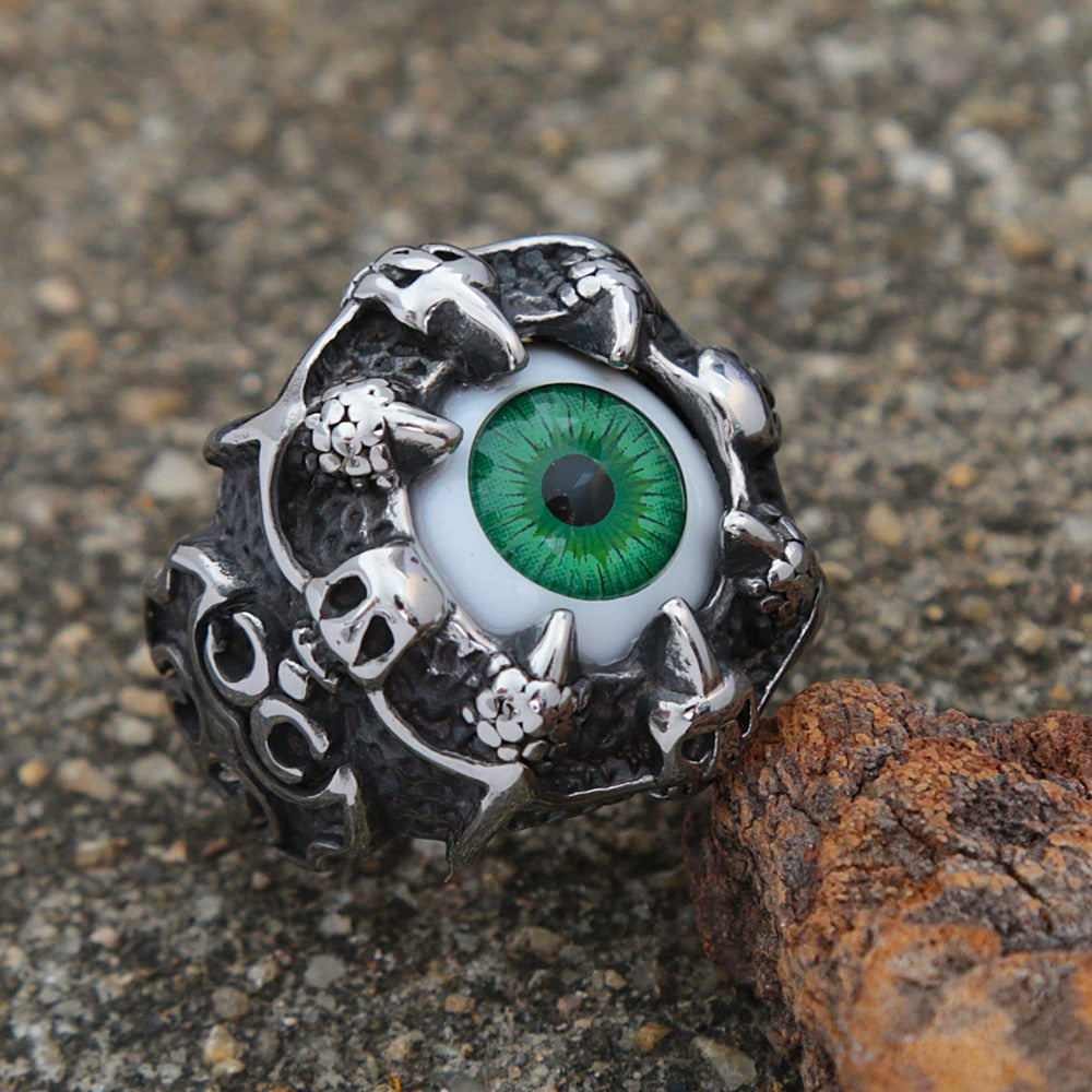 Gothic Creative Design Dragon Claw Demon Eye Ring Men
