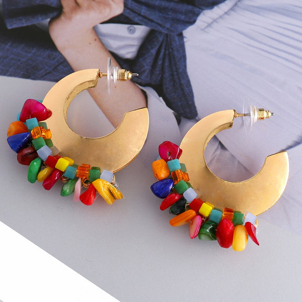 Nuevos pendientes de metal con forma de botón para mujer, regalo de Navidad