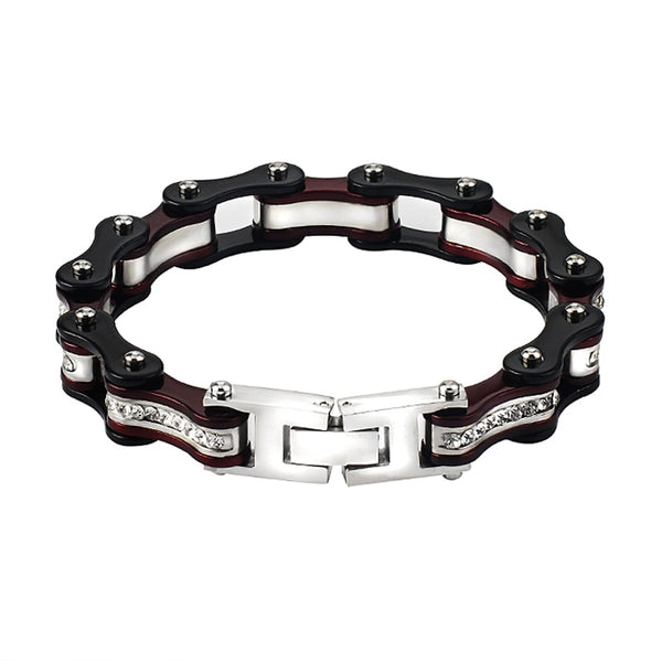 Pulseras de bicicleta para hombre, pulseras de cadena de motocicleta, pulsera de motociclista, pulsera punk de acero inoxidable