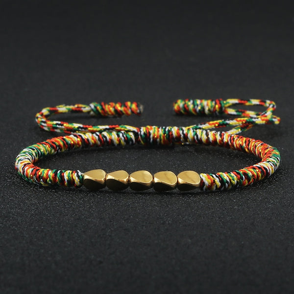 Juego de 2 pulseras de cuentas de cobre irregulares hechas a mano con hilo tejido para hombres y mujeres