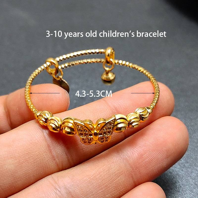 Dubai Gold Color Baby Bangles For Kids Baby Promotion Sale Child Birthday Gifts