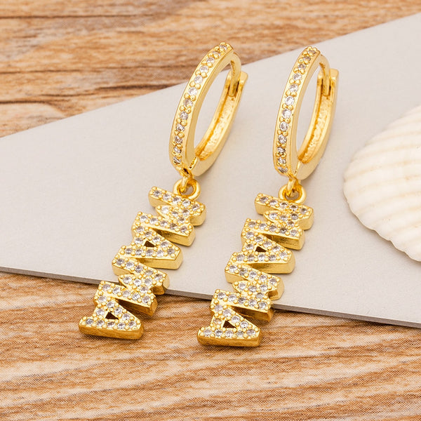 Pendientes colgantes de cobre de alta calidad con circonita cúbica en 5 estilos para mujer