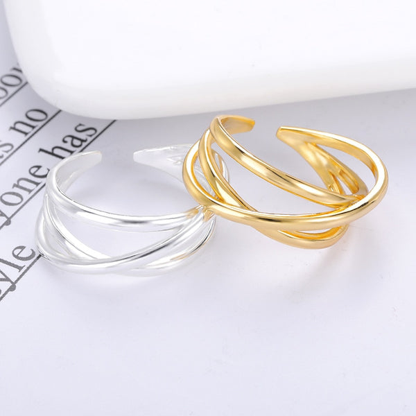 316L Stainless Steel Multi-layer Cross Women Aesthetic Finger Ring