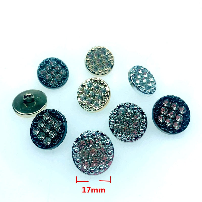 20PCS 17mm New Overcoat Sweater Buttons Shank With Rhinestones DIY Apparel Sewing Accessories