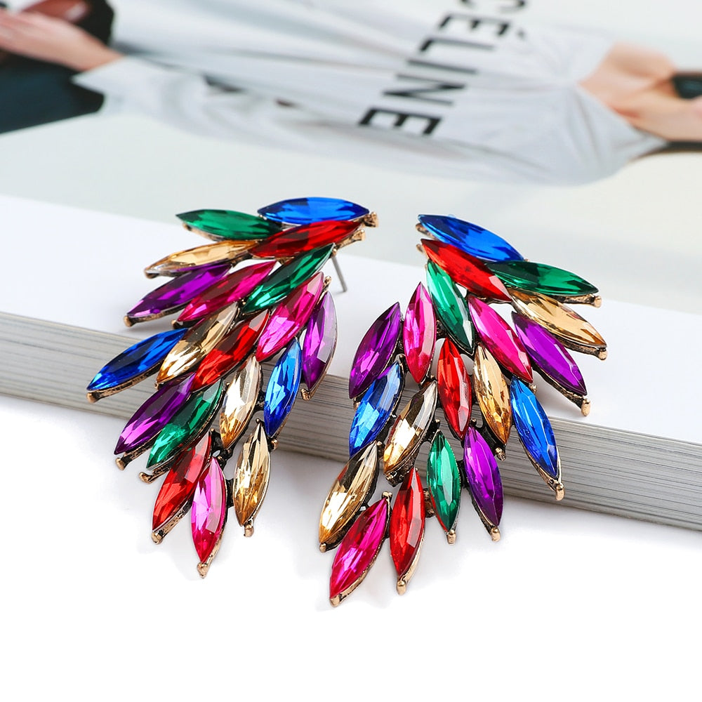 Fashion Colorful Crystal Stud Earrings For Women
