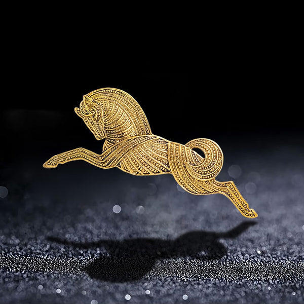Broches de metal vintage con forma de caballo corriendo, broches de moda para mujer