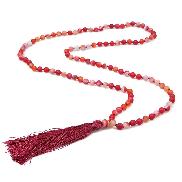 Collar de japamala de ónix rojo de 6 mm para meditación, yoga, joyería espiritual, 108 cuentas de mala