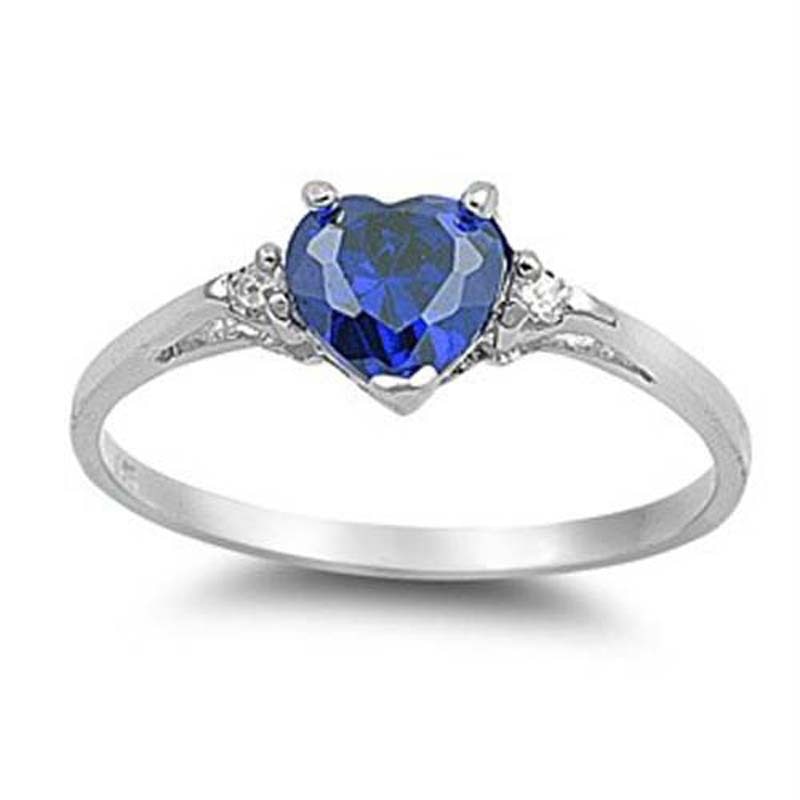 Mood Ring with Lovely Heart Design Brilliant CZ Prong Setting Silver  Rings for Women