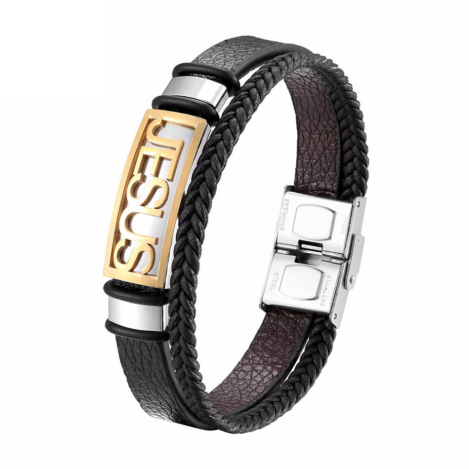 Vintage Cross Bracelet Men's Charm Jewelry Religious Bracelet