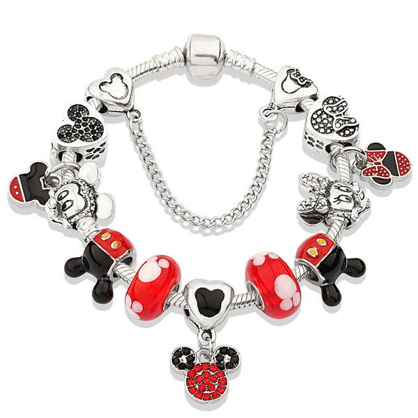 Cute Red Enamel Princess Dress Minnie Bracelet
