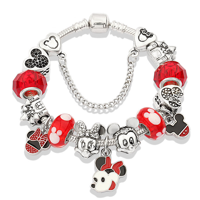 Cute Red Enamel Princess Dress Minnie Bracelet