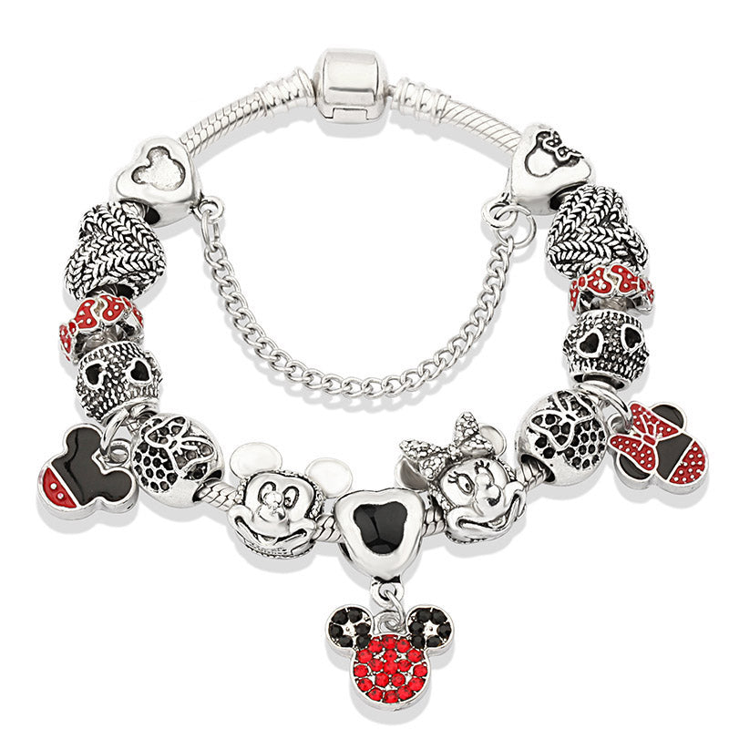 Cute Red Enamel Princess Dress Minnie Bracelet