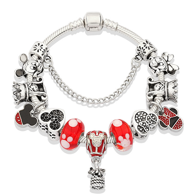 Cute Red Enamel Princess Dress Minnie Bracelet